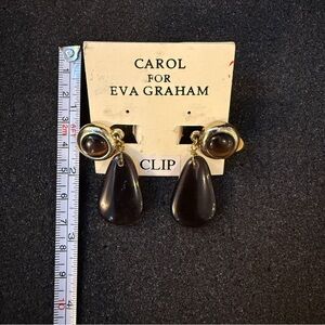 Carol for Eva Graham Gold-Tone Clip-On Earrings – Brown Teardrop Dangles